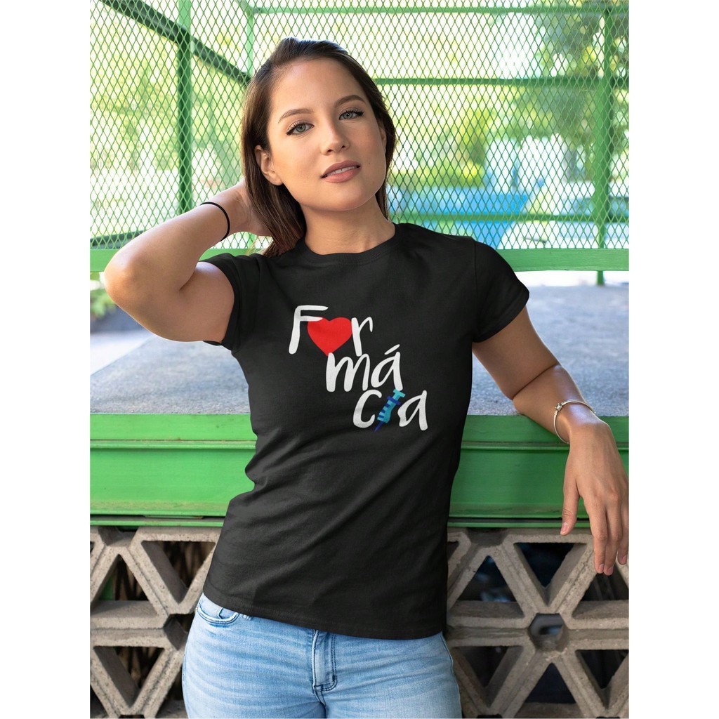 Camiseta Babylook Curso Farmacia Feminina Manga Curta 100% Algodão Varias Cores Pronta Entrega