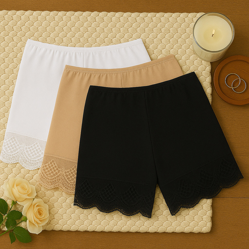 Kit 3 Short Anágua Renda Segunda Pele Feminino