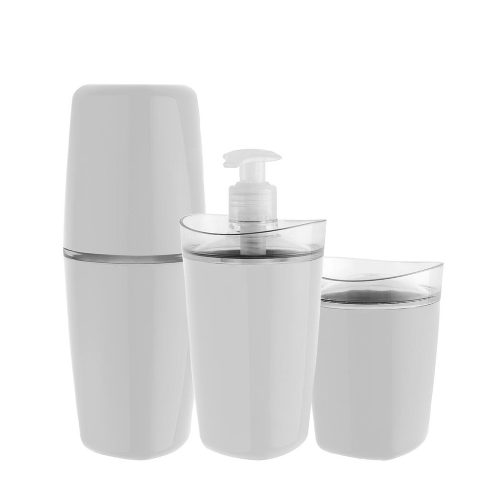 Kit banheiro completo Ou 3 peças Linha Tule - Branco em Oferta na Shopee