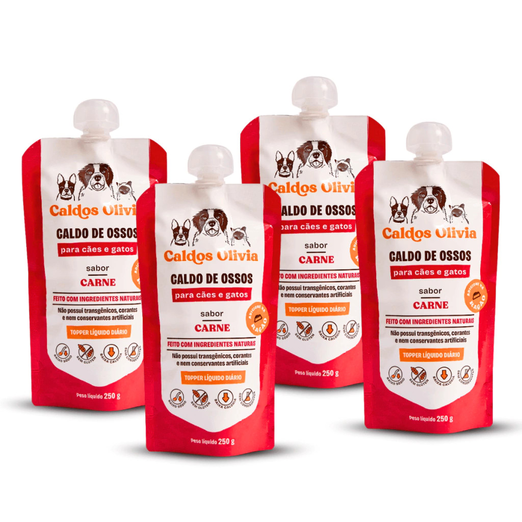Kit com 4un Caldo de Ossos Sabor Carne - Caldos Olivia