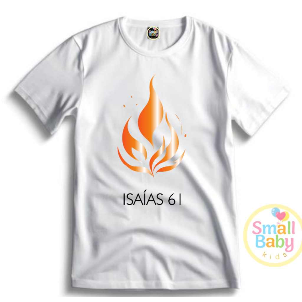 Camiseta/Camisa Infantil/Juvenil Unissex Isaías 61 Unção/Chama/Gota