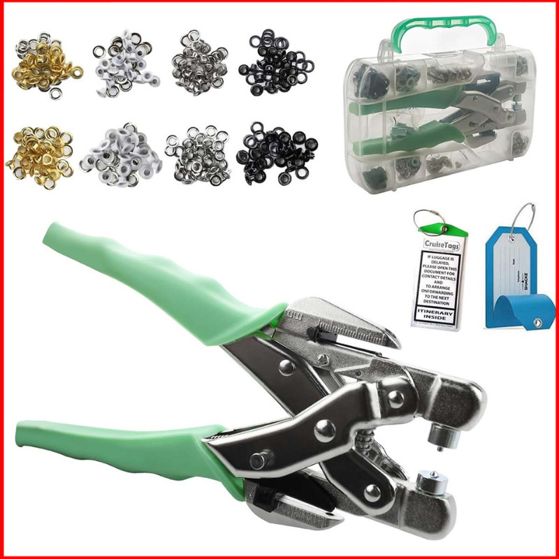 Alicate 2 Em 1 Aplica Ilhós E Vazador + Kit 160 Ilhós Aplicador Manual Vazador Este Kit É Essencial Quem Trabalha