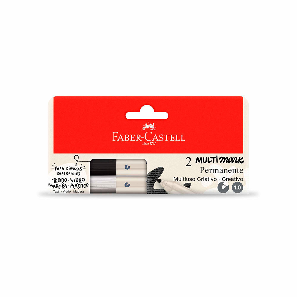 Pincel marcador permanente Multimark 1.0mm Preto e Branco MM/ES102PBZF Faber-Castell
