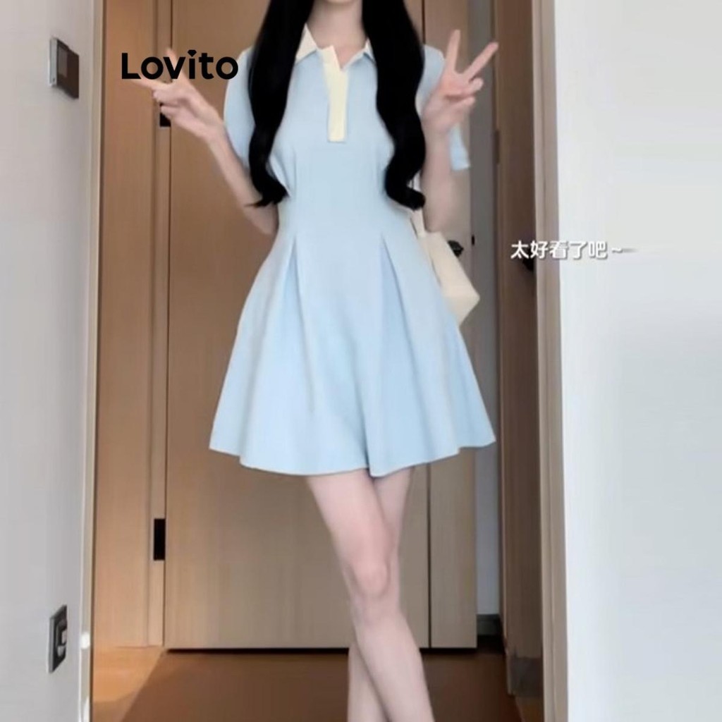 (Trendy) Lovito Vestido Casual Colorblock Vestido De Verão/Primavera Para Mulheres LNM71061 - Women Clothes