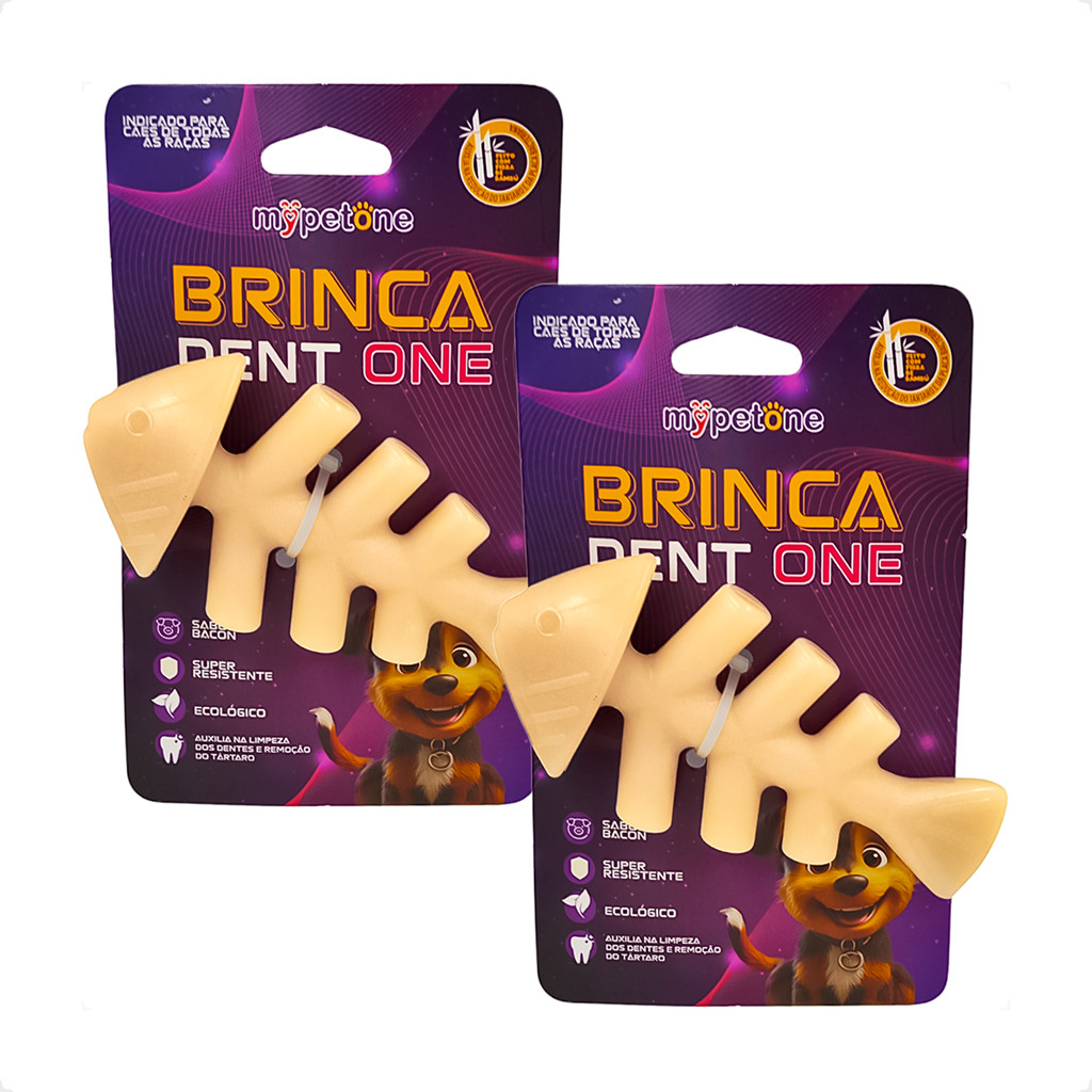Kit 2 Brinquedo Osso Bamboo Brinca Dent One Sabor Bacon - Peixe - Único em Oferta na Shopee