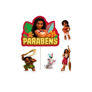 Decoração de Bolo - Cenário Moana 2 - 5 unidades - Regina - Rizzo em Oferta na Shopee