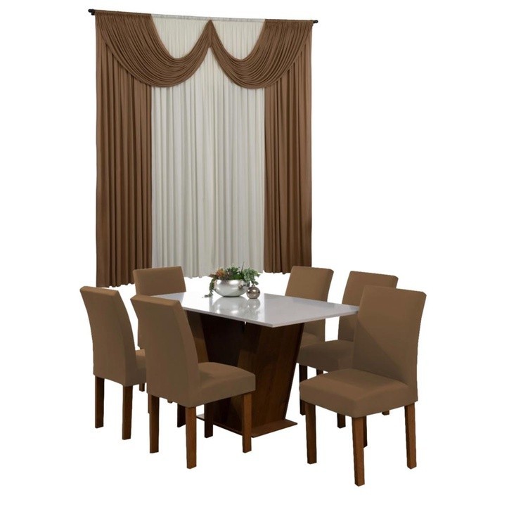 Capa Cadeira 6  + Cortina Paris 2 mts 2x180 altura