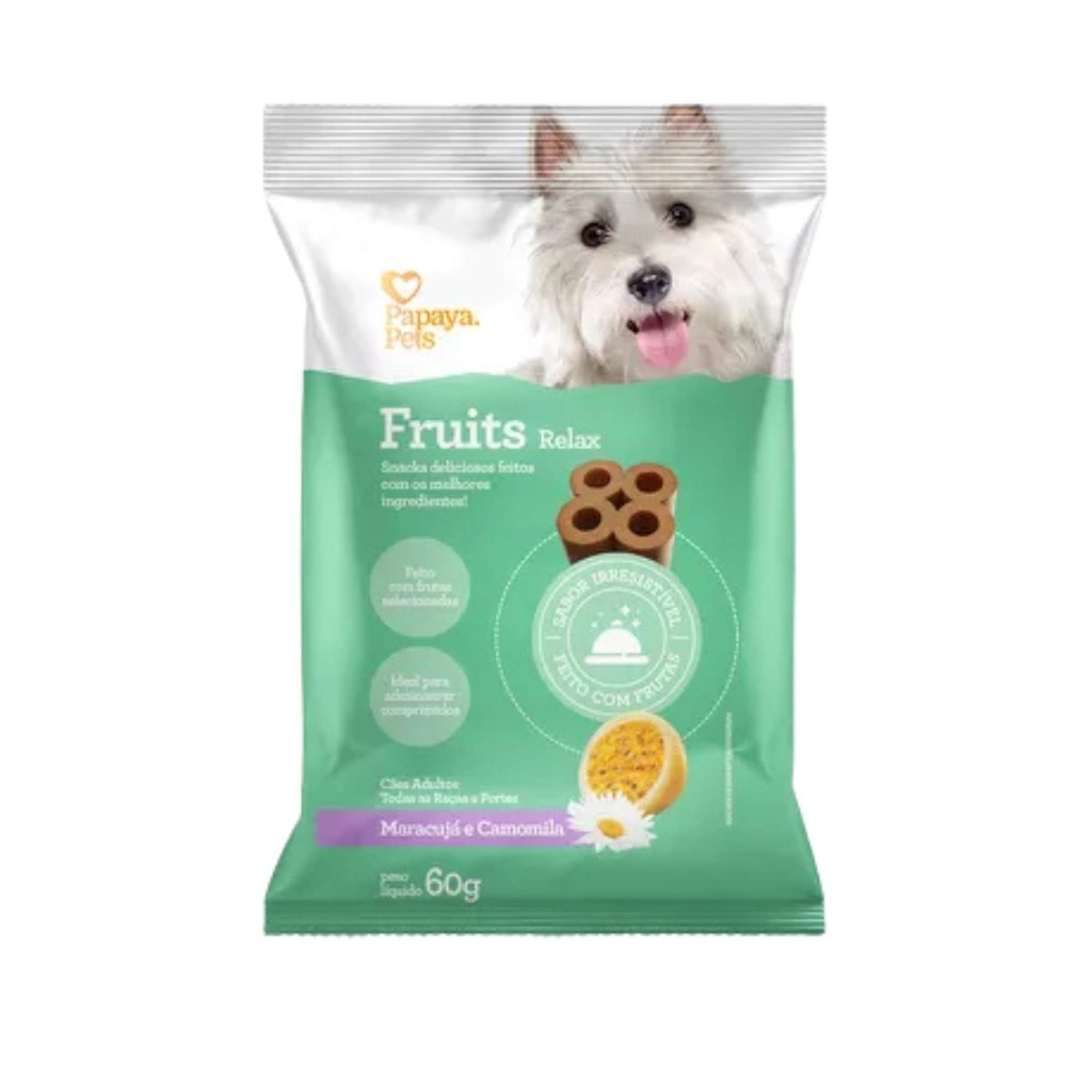 FRUITS - RELAX - MARACUJA E CAMOMILA - PAPAYA PETS - 60G envio imediato