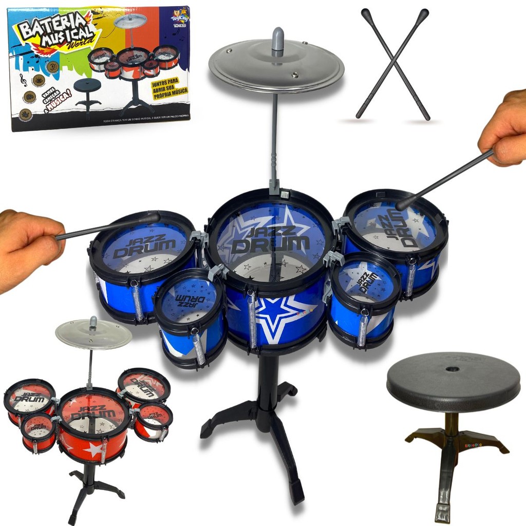 Bateria Infantil Acústica Tambores Musical Educativa