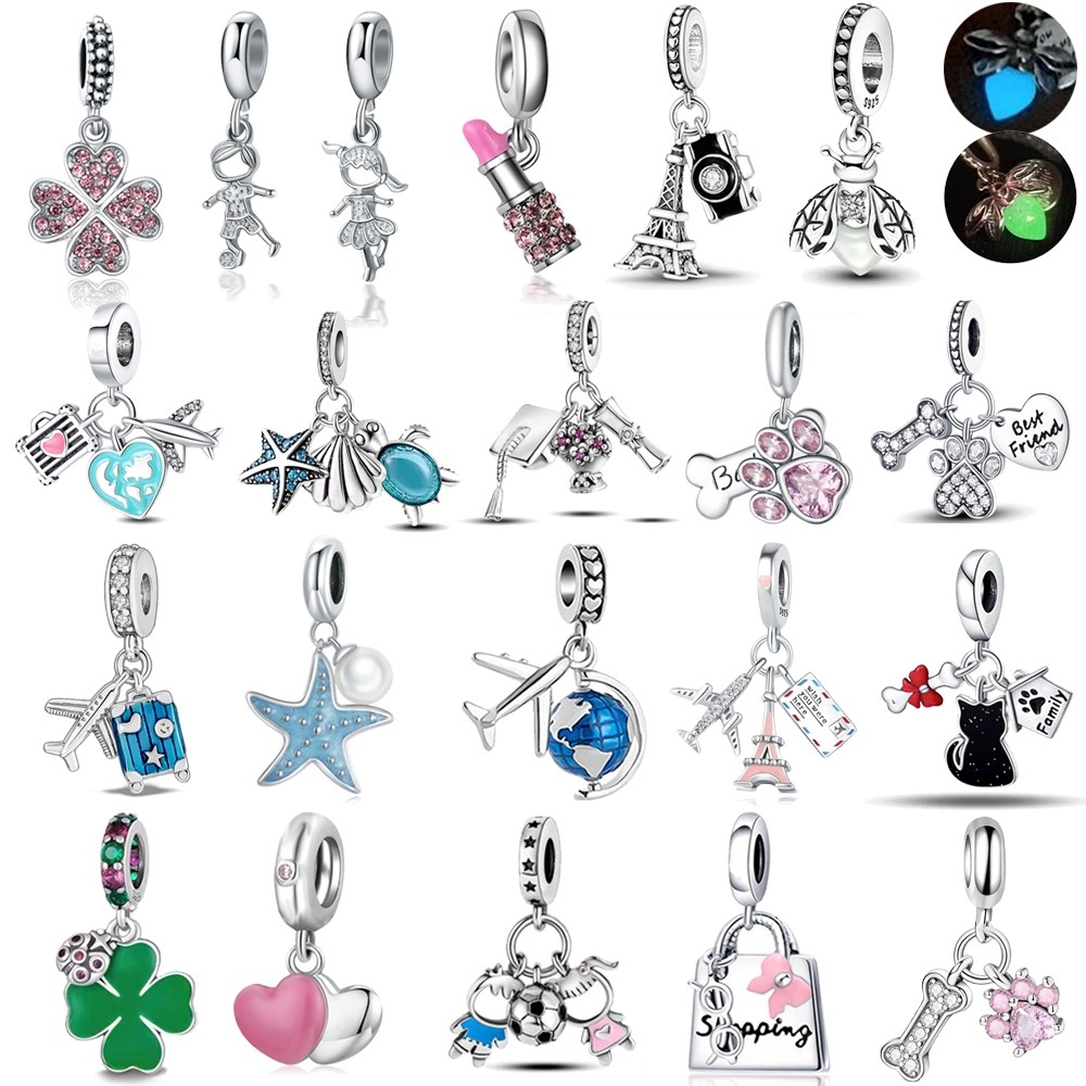 Pingente 925 prata pingente pulseira três em um pingente Firefly Night Light charme em Oferta na Shopee