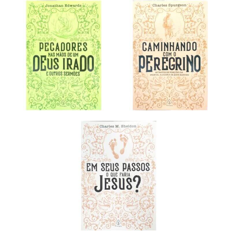 3 Livros Físicos Literatura Cristã II Jonathan Edwards, Charles M. Sheldon e Charles Spurgeon