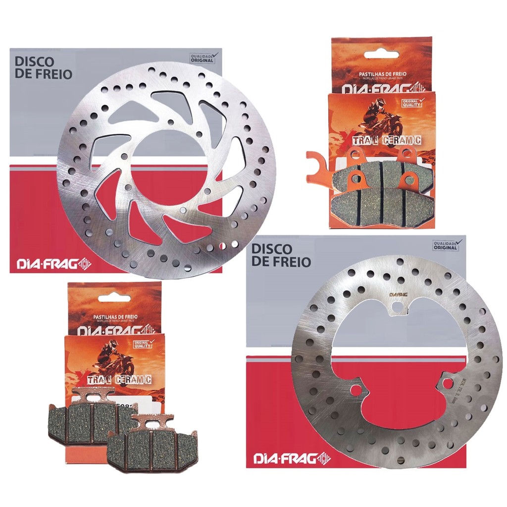 Kit Discos de Freio Lander 250 / Teneré 250 Até 2015 + Pastilhas Diafrag Cerâmica em Oferta na Shopee