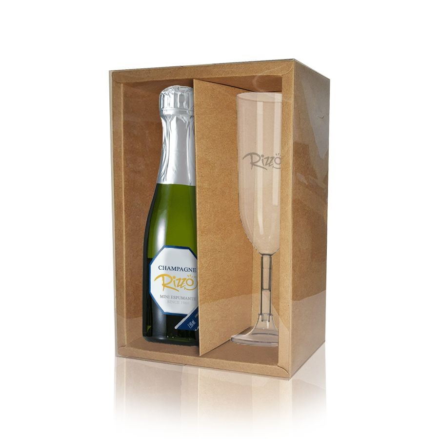 Caixa Mini Champanhe e Taça (20,5cm x 13cm x 6cm) Kraft 30 unidades Assk