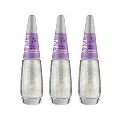 Kit 3 Esmalte Impala Base Unha Verniz Brilho Ponto De Luz