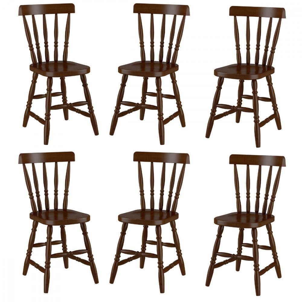 Conjunto 6 Cadeiras Madeira Eucalipto Castanho Piratini Castanho em Oferta na Shopee