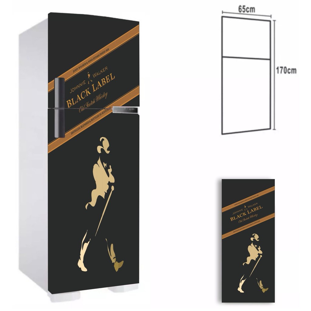 Adesivo Porta Da Geladeira E Freezer Bar Drink Universal Plotagem Cerveja - Adesivo Black Label