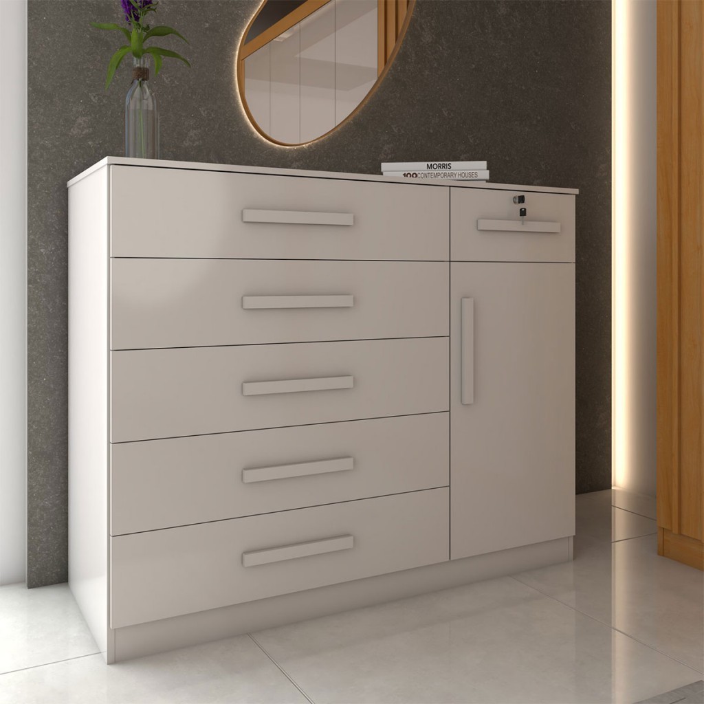 Cômoda Fleur 1 Porta 6 Gavetas - Panorama Móveis em Oferta na Shopee