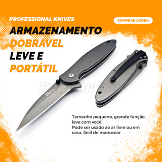 Canivete Cinza Titanium Semi Automatico Com Clip de bolso e Trava B002 CORTE ABSOLUTO em Oferta na Shopee