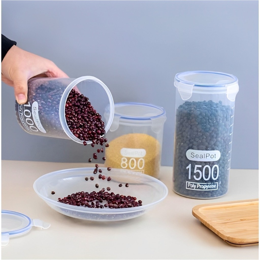 Potes Herméticos 4 Unidade Mantimentos Redondo Tampa Vedação Cozinha Copo Medidas Presente Comida em Oferta na Shopee