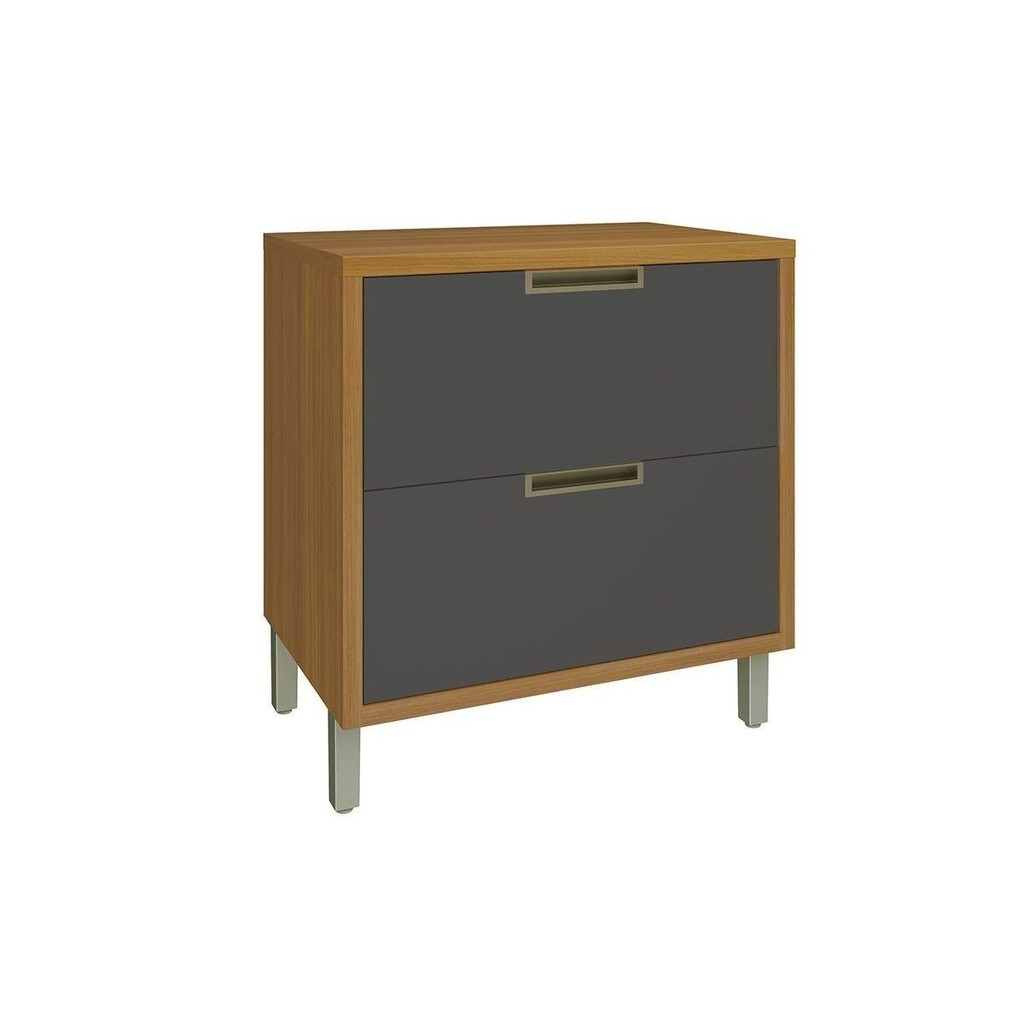 Balcão Cozinha p/Cooktop Imperatriz 1 Porta e 1 Gaveta c/ Tampo 80cm Freijo/Grafite - Nesher em Oferta na Shopee