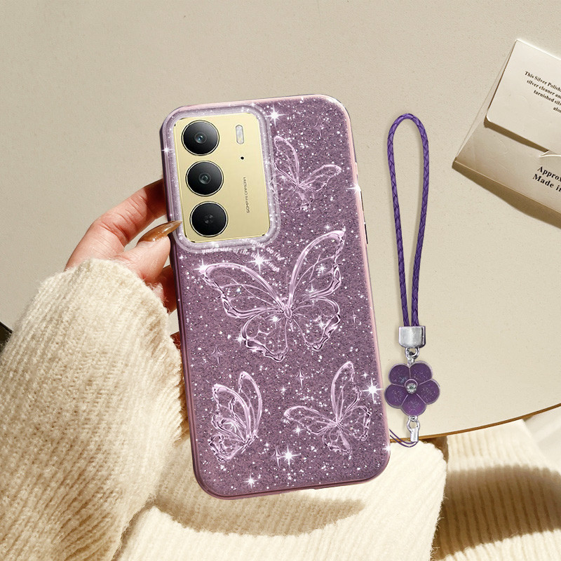 Capa Para Oppo Realme C75X C75 4G Capinha Caixa de telefone de cordas de borboleta