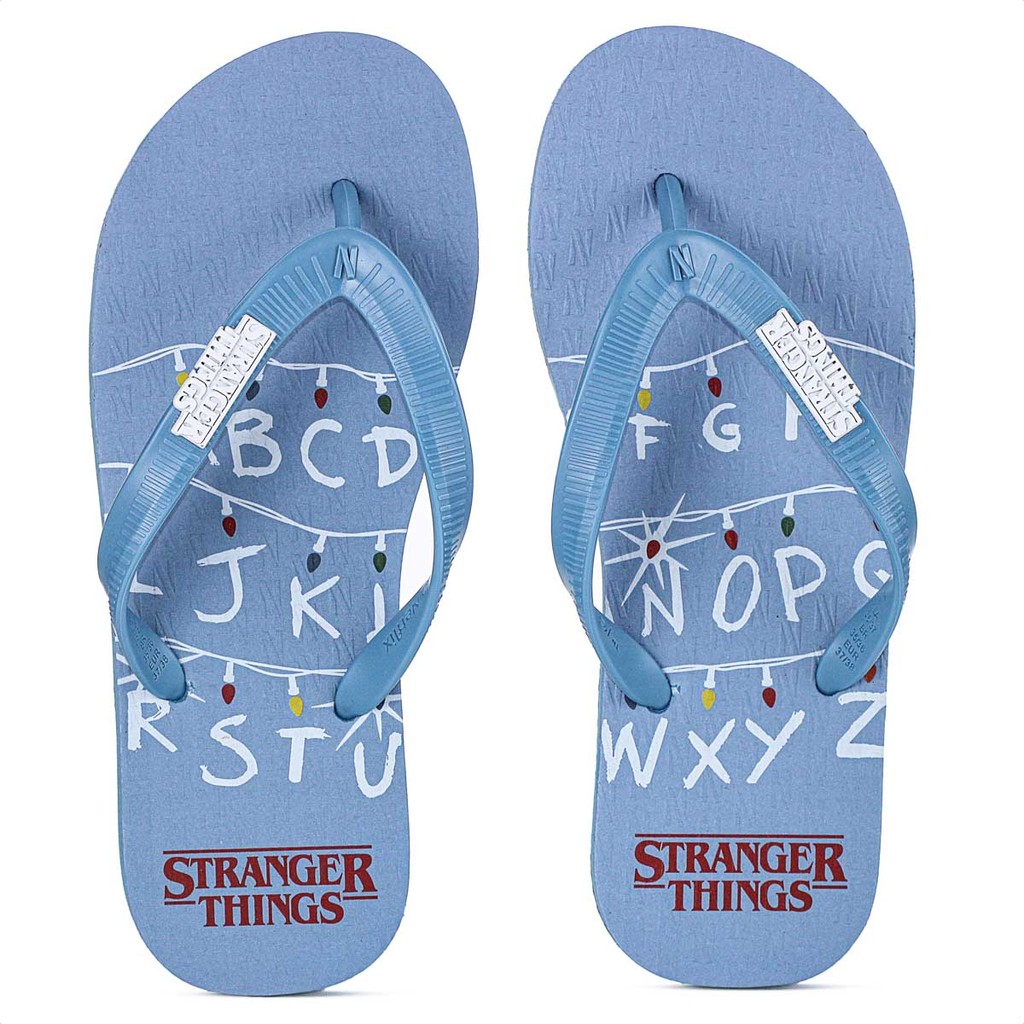 Chinelo Netflix Stranger Things Alphabet Azul Claro - Unissex em Oferta na Shopee