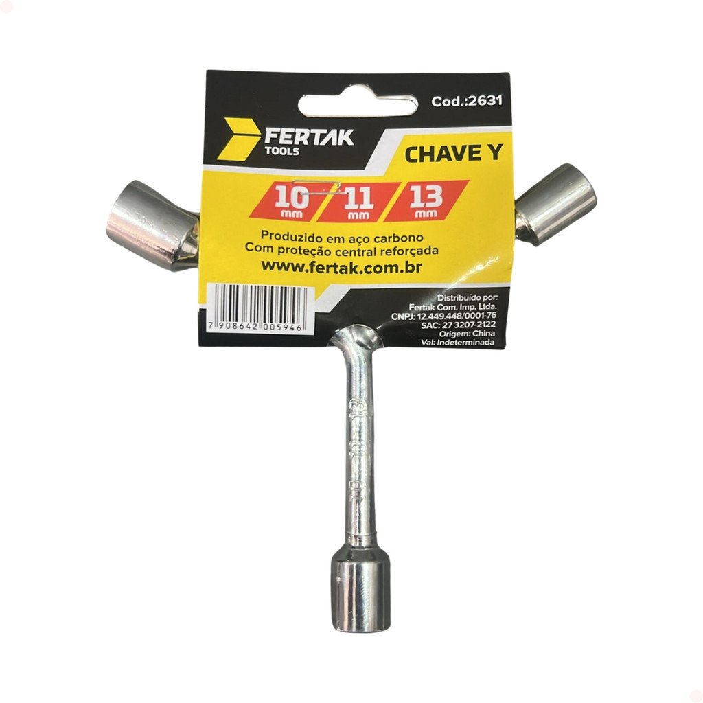 Chave Canhão Y 3 Bocas 10 11 e 13mm Fertak Emergência Aperto Manutenção Profissional