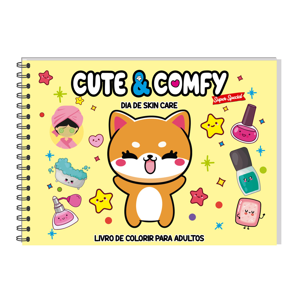Cute & Comfy Super Special 12 - Livro de Colorir Adulto - Dia de Skin Care - Espiral sem Caneta