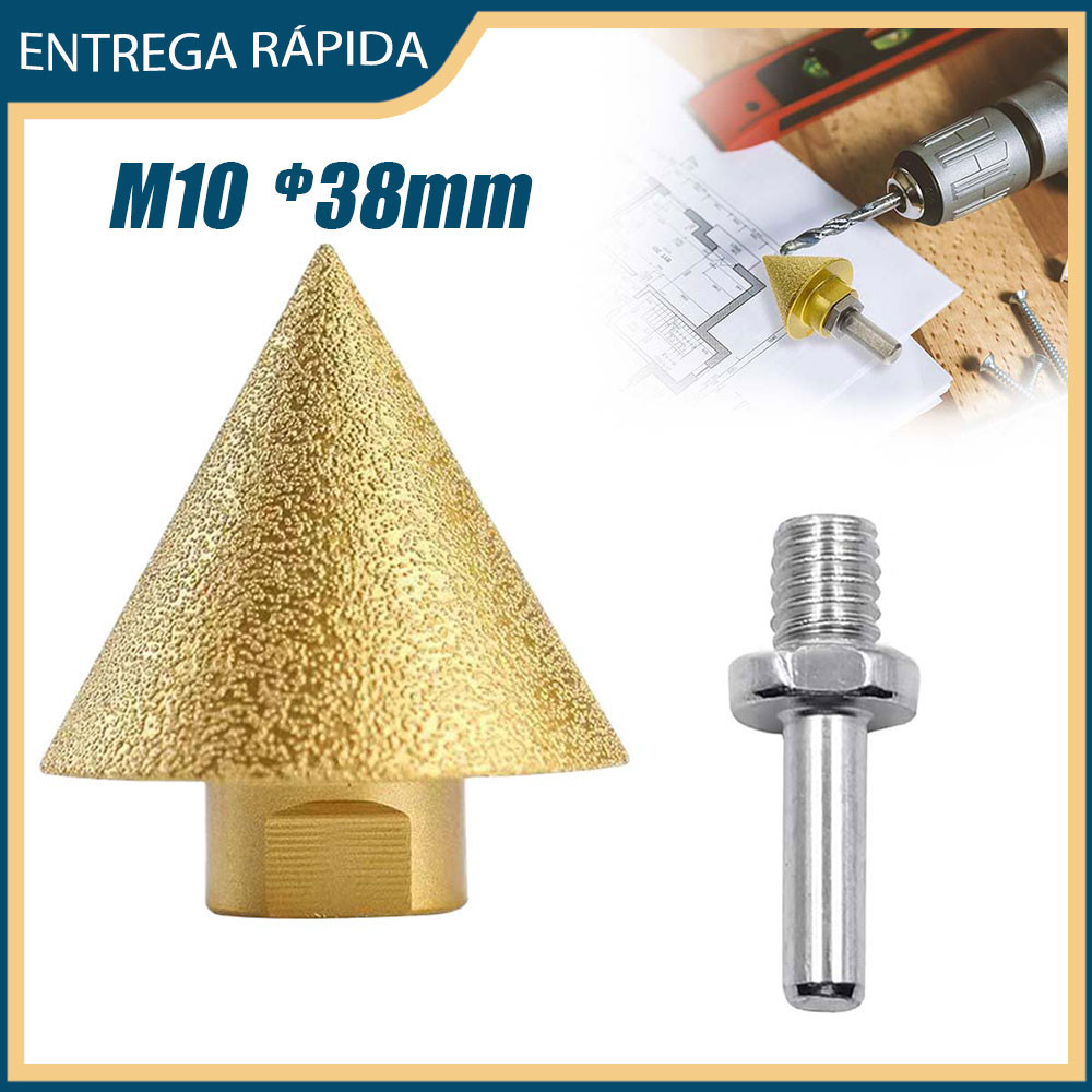 38mm Diamante Escareador Escareador Bit M10 Rosca Angular Escareador Bit Haste de Conexão
