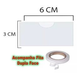 Porta Etiqueta Preço 6x3 + fita dupla face KIT100