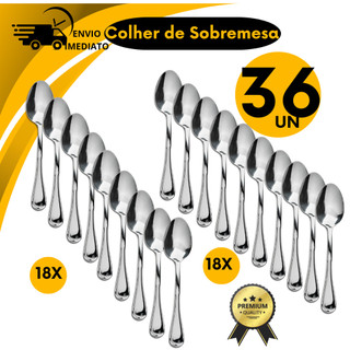 Kit 36 Colher De Sobremesa Cafe Chá Inox Faqueiro Talher