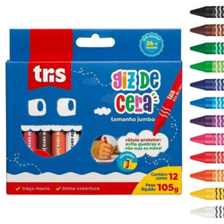 Giz de Cera TRIS – Estojo com 12 Cores Vibrantes em Oferta na Shopee