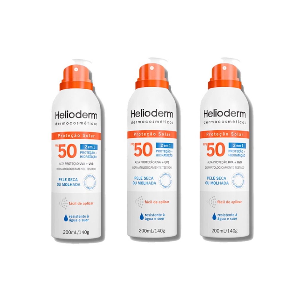 Kit 3 Helioderm Aerosol Corporal FPS50 - 200ml - Kley Hertz