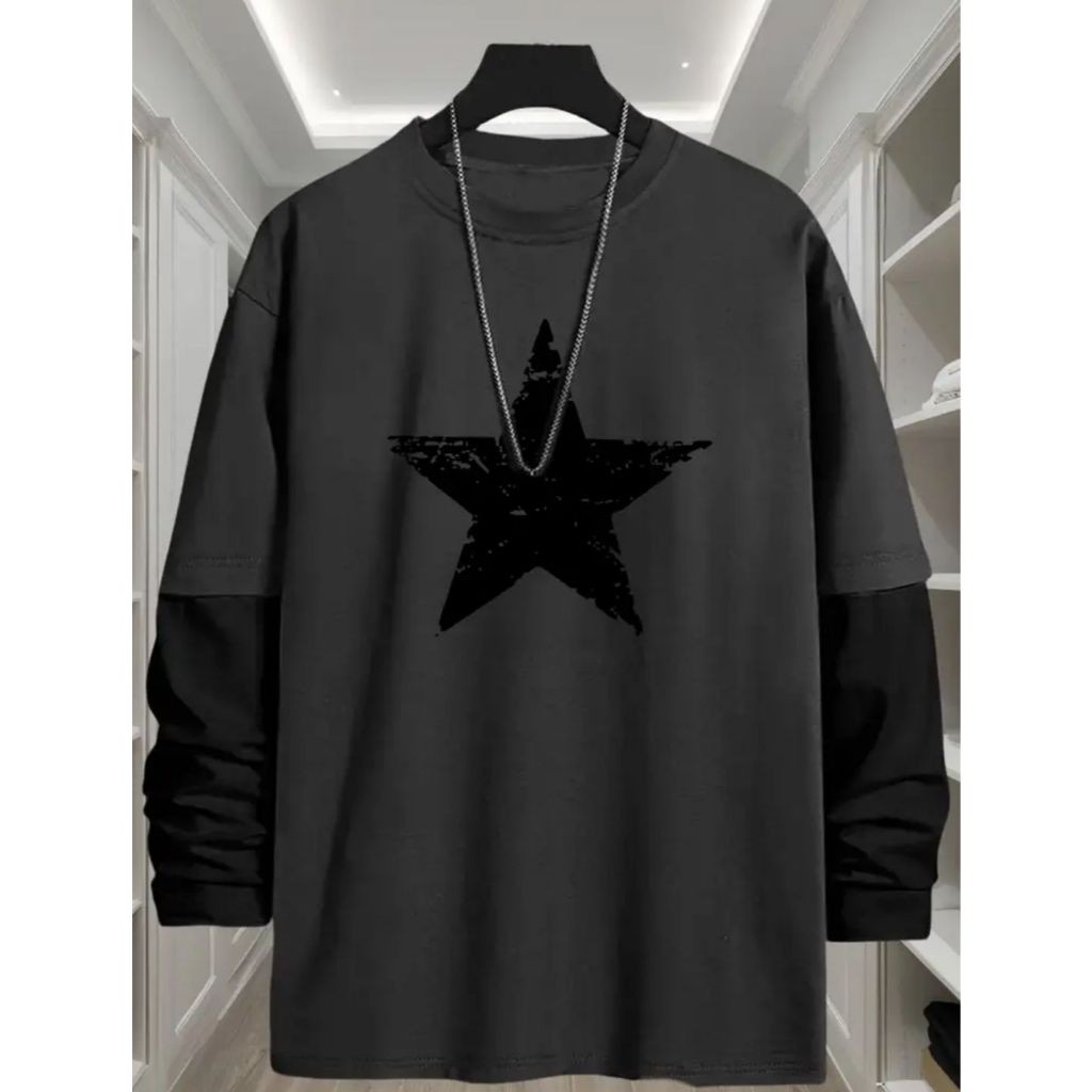 Camiseta Manga Longa Chumbo Streetwear Modelo: "Star" - Tumblr CAMLG-1487-GRF COYOTE STREET