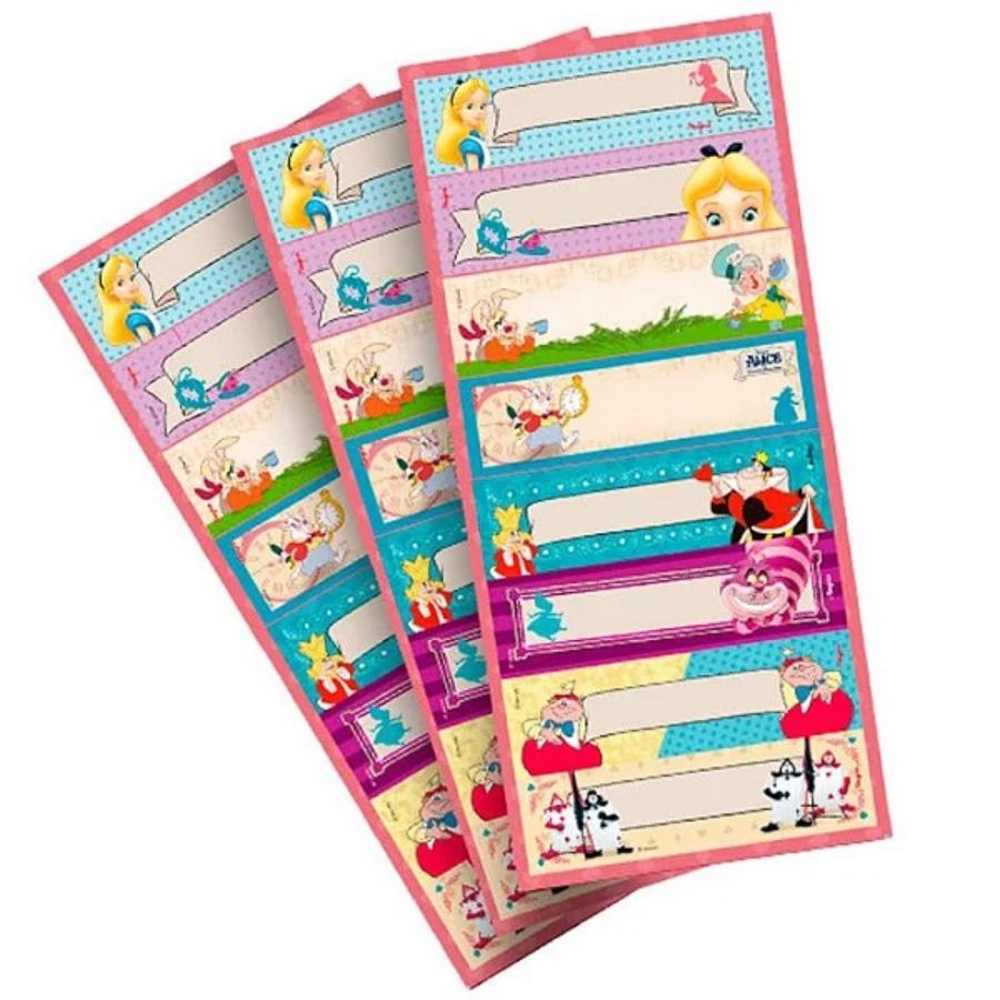 Adesivo Retangular - Alice no Pais das Maravilhas - 24 unidades - Regina - Rizzo em Oferta na Shopee