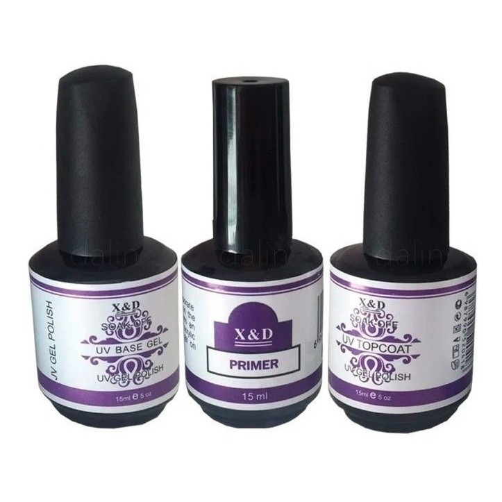 X&D Essencial Para Unhas de Gel com Top Coat, Base Gel e Primer (S16)