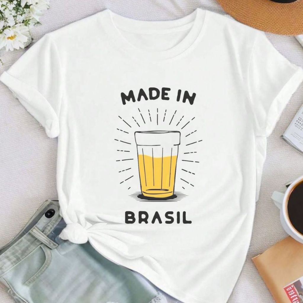 Camiseta Blusinha Feminina 100% Algodão Made In Brasil em Oferta na Shopee