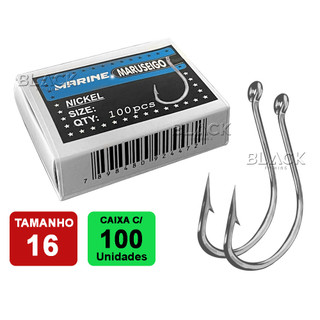 Anzol Maruseigo Nickel Super Afiado Carbono Caixa (100 un) Marine Sports - Escolha Tamanho e Cor