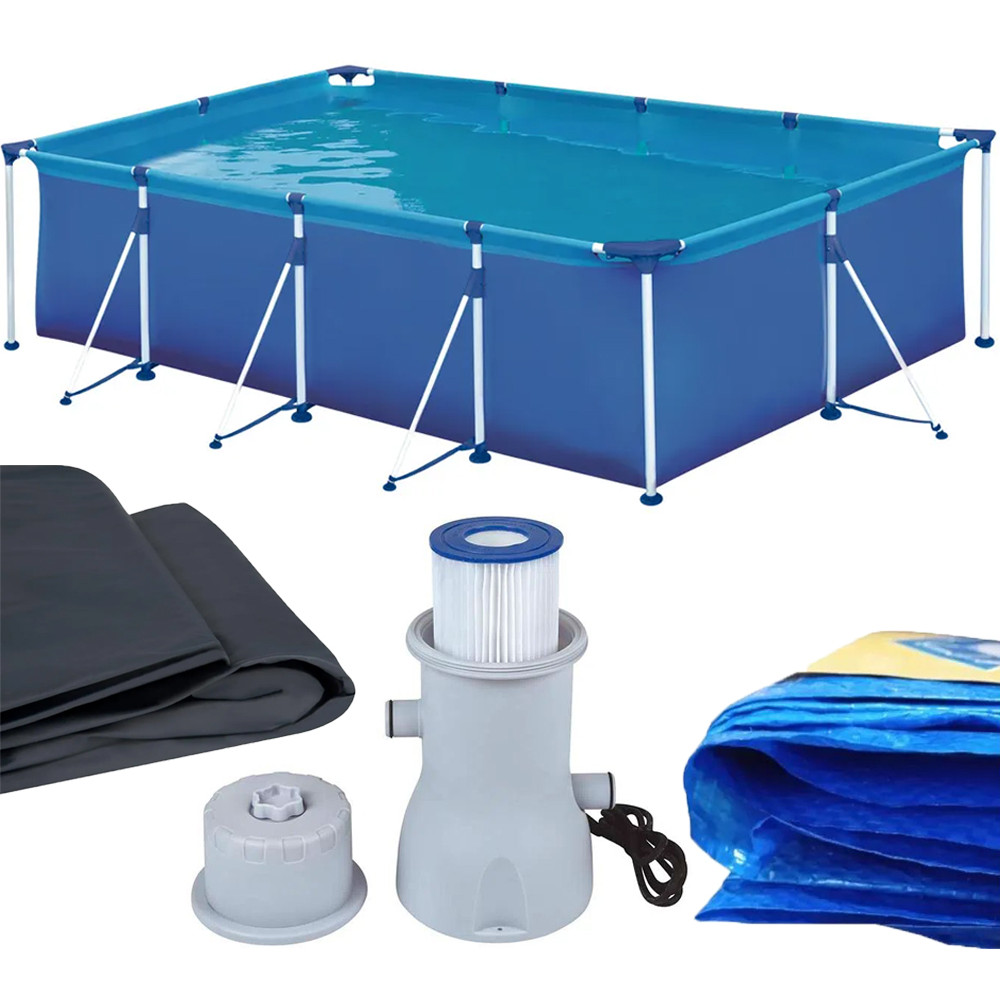 Piscina Retangular Estrutural Capa Forro Filtro 5000 Litros Mor