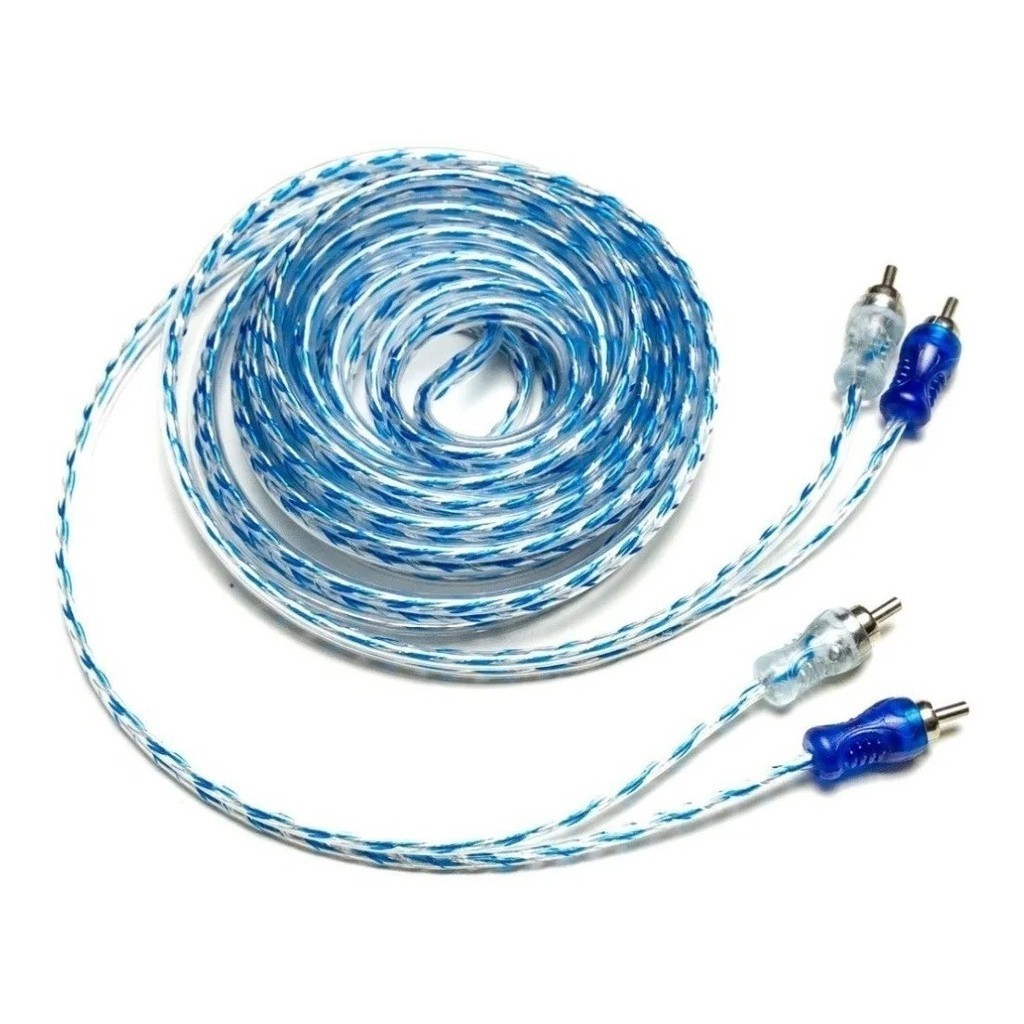 Cabo Rca 5 Metros Espiral Prata E Azul Permak injetados