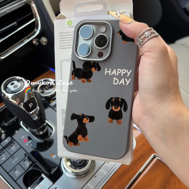 Capa De Couro Compatível Com IPhone 16 15 14 13 12 11 Pro Max X XR Xs 7 6 6s Plus Telefone INS Coreano Salsicha Cachorro em Oferta na Shopee