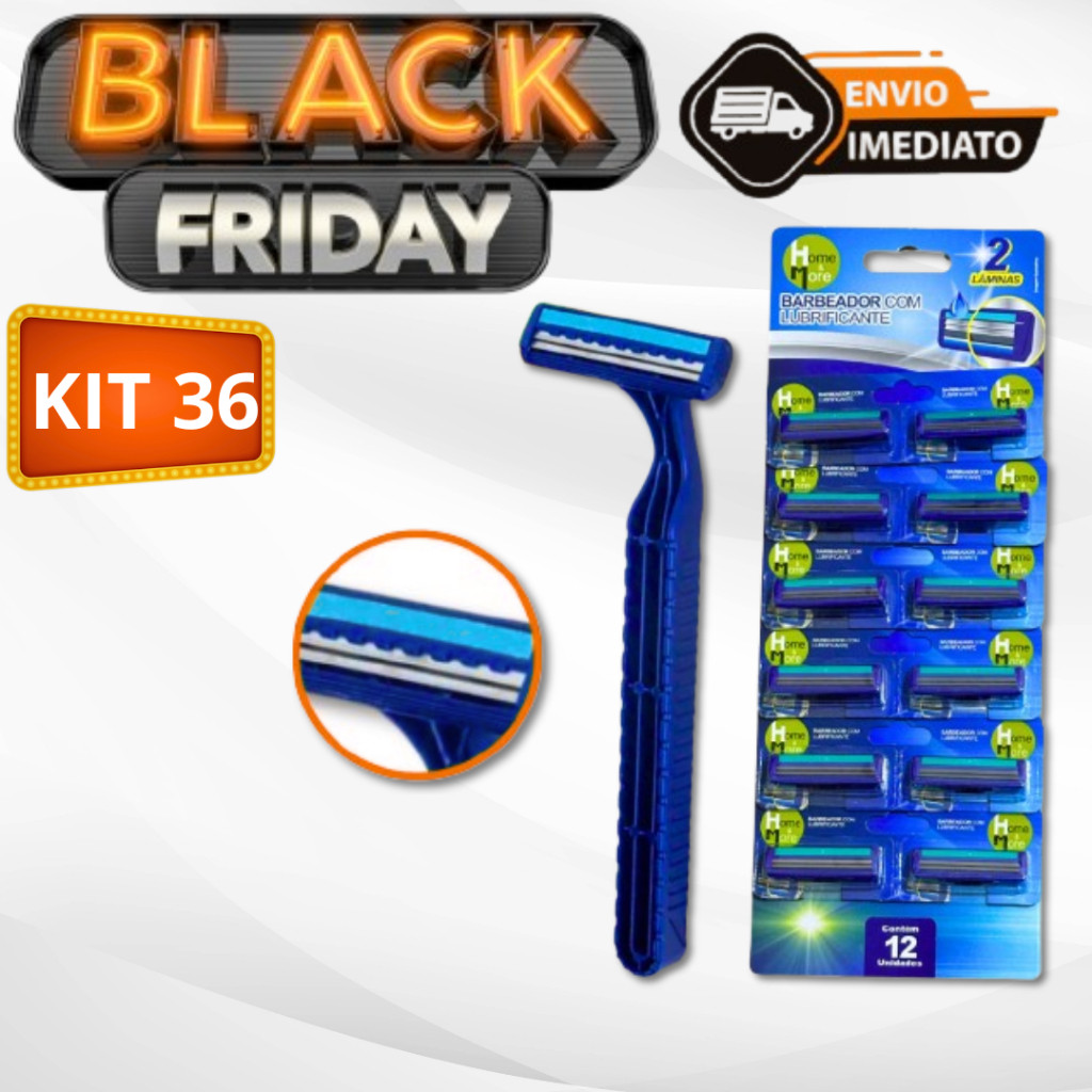 OFERTA Kit 36 Aparelho De Barbear Barbeador Descartável 2 lâminas Com Fita Lubrificante Navalha