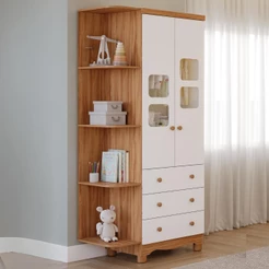 Guarda Roupa Uli 2 Portas 3 Gavetas com Prateleiras 100% MDF