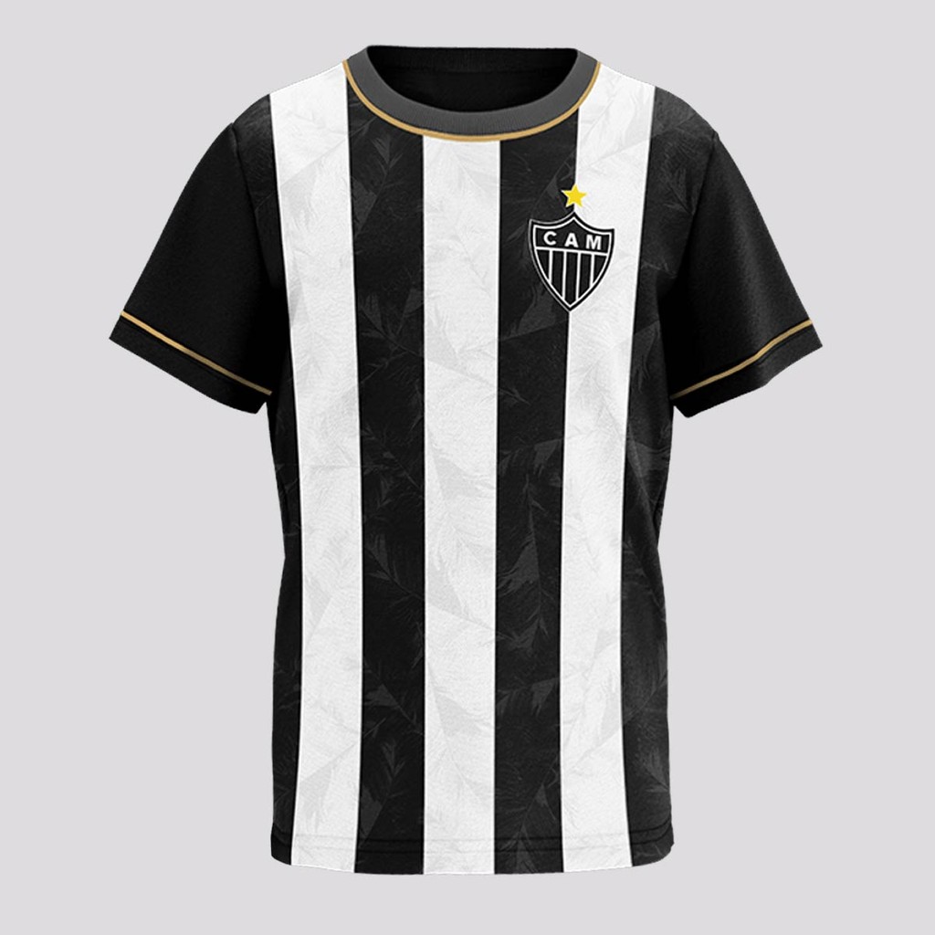 Camisa Atlético Mineiro Trevo Infantil Preta e Branca em Oferta na Shopee