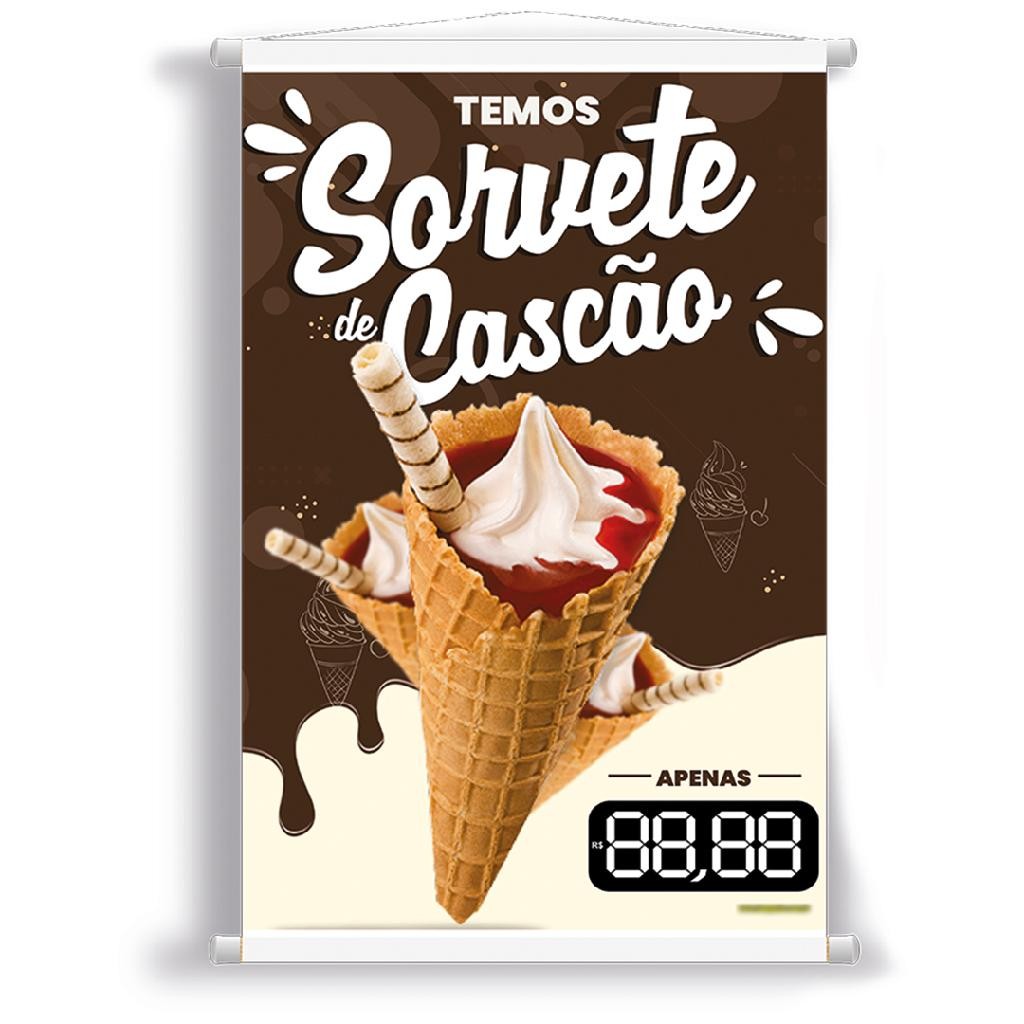 Banner de Sorvete de Cascão com Preços Editáveis