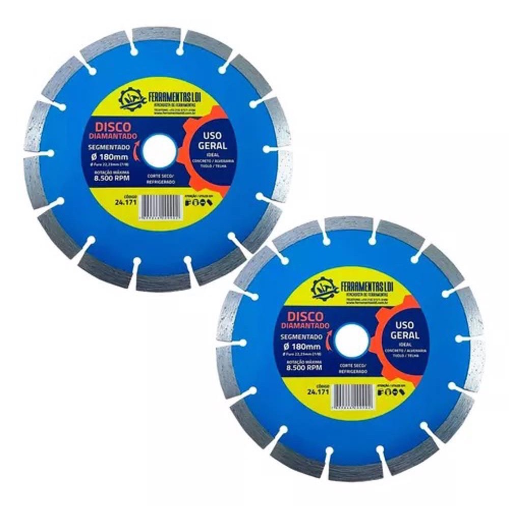 2 Disco Diamantado De Corte 7 180mm Segmentado 22mm Ldi