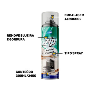 Espuma Limpa Forno Fogão Panela Remove Gorduras Spray Zip 300ml My Place em Oferta na Shopee