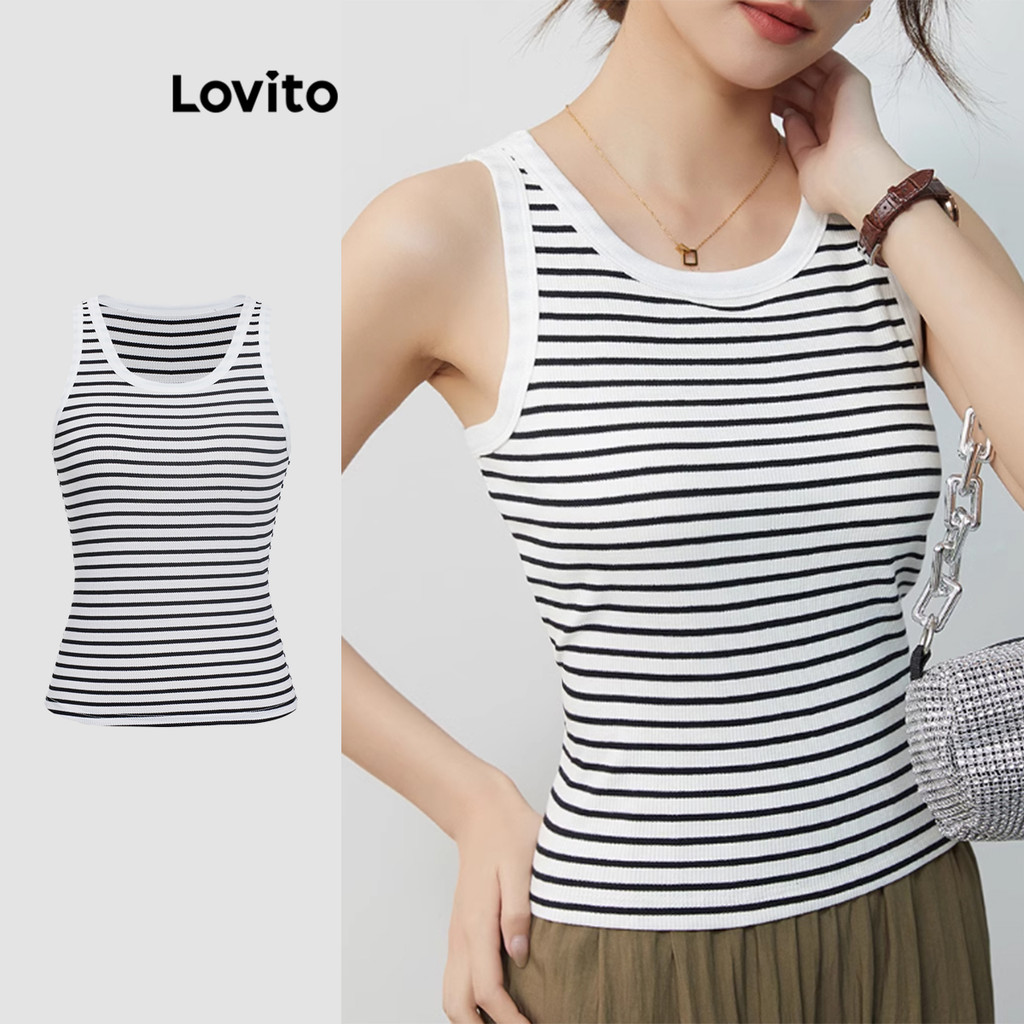 Lovito Regata casual listrada Colorblock para mulheres L112ED124 - Women Clothes