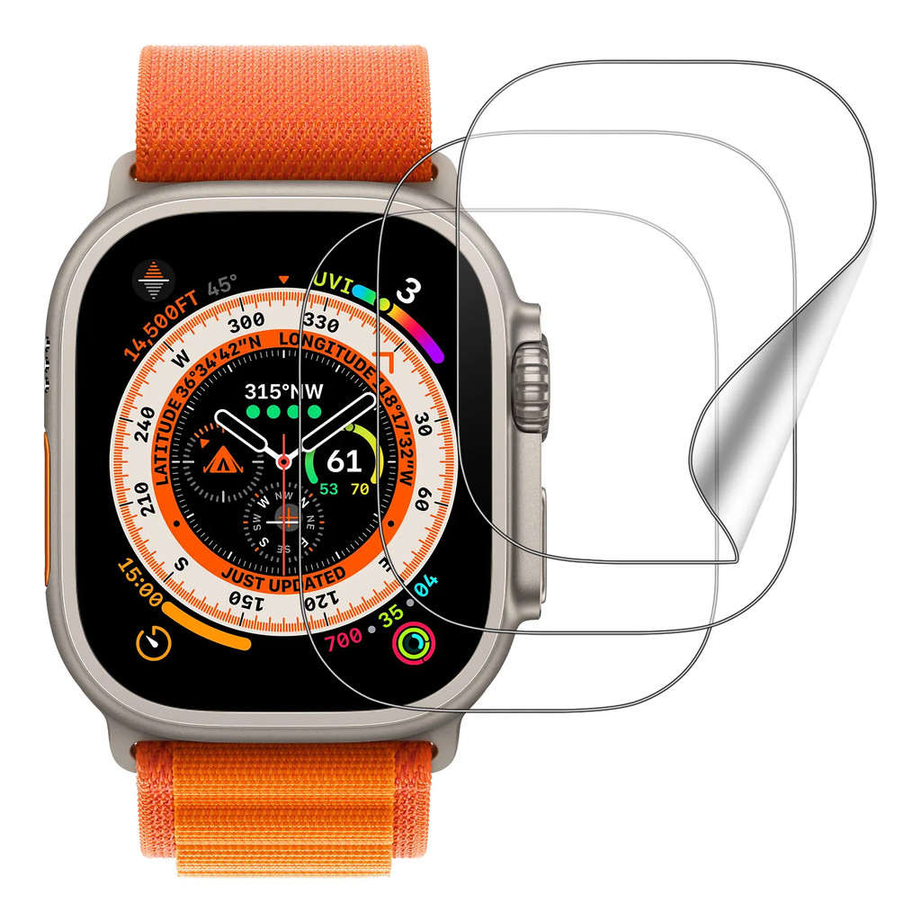 Película Proteção 3 peças de relógio para Apple Watch 49 46 45 44 40 41 42 38mm