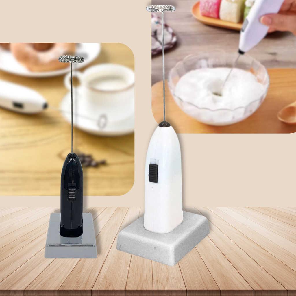 Misturador Batedor Mixer Elétrico Portátil Para Claras de Ovos Leite Café Com Base Pilhas